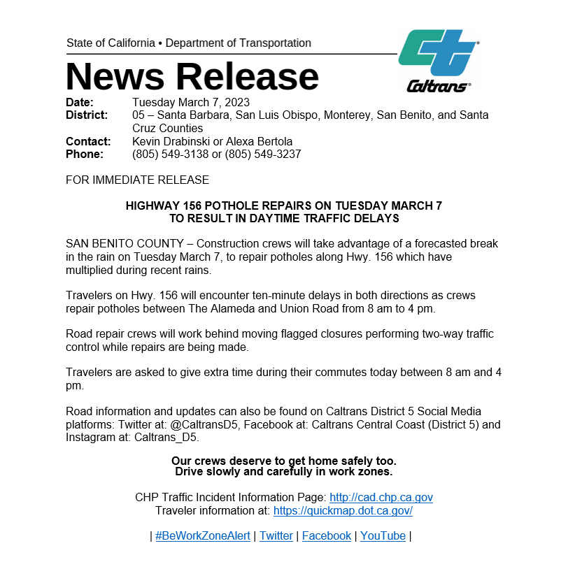 Hwy News Release